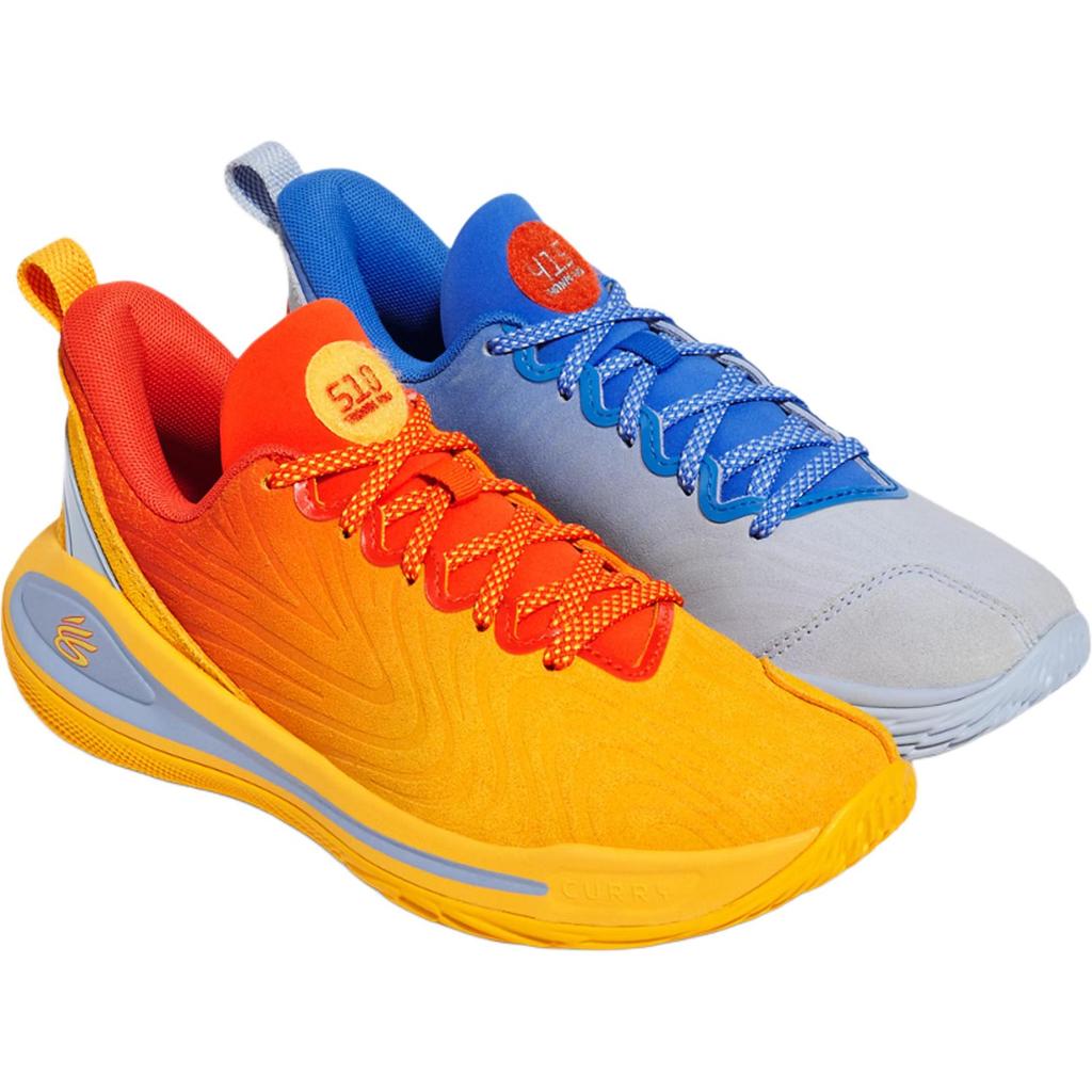 New Under Armour Curry 12 Anti Slip Wear Resistant Low Top Children's Basketball Shoes Blue/Yellow Teenagers 6006147-453