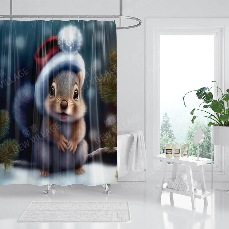 Home Duschvorhänge für Badezimmer, Weihnachtstiere, wasserdichter Stoff, Badezimmervorhänge, moderner Duschvorhang, 180 x 200 240 x 200