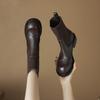 Krazing Pot Microfiber Autumn Winter Shoes Thick Med Heels Size 43 Chelsea Boots Back Knitwear Stretch Ankle Boots