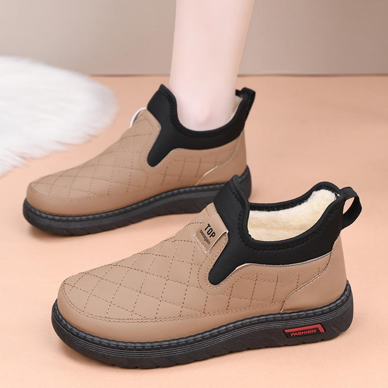 Winter Women's Shoes Fleece-Lined Warm Comfortable Short Boots Fashionable Casual Mom Shoes Soft Surface Flat Snow Boot
