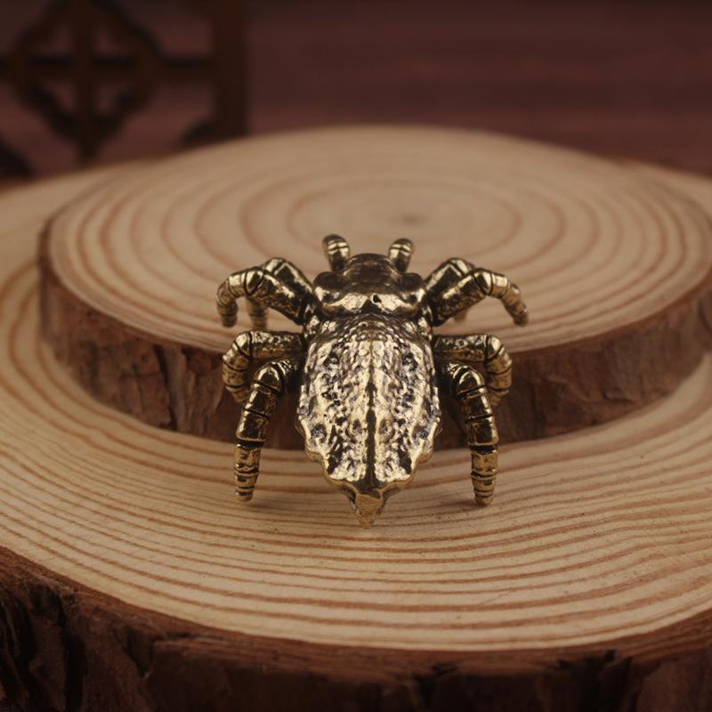 

Винтажные латунные фигурки паука-тарантула, миниатюрные, креативные, из цельной меди, настольная игрушка, украшение, ремесленные аксессуары