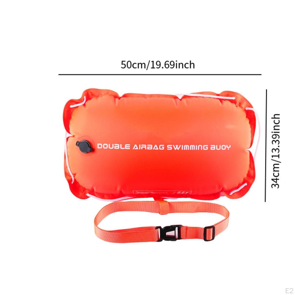 Floating Swim Buoy for Swimmers with Compact Waist Belt 12kg Folding Double Inflatable Cushions