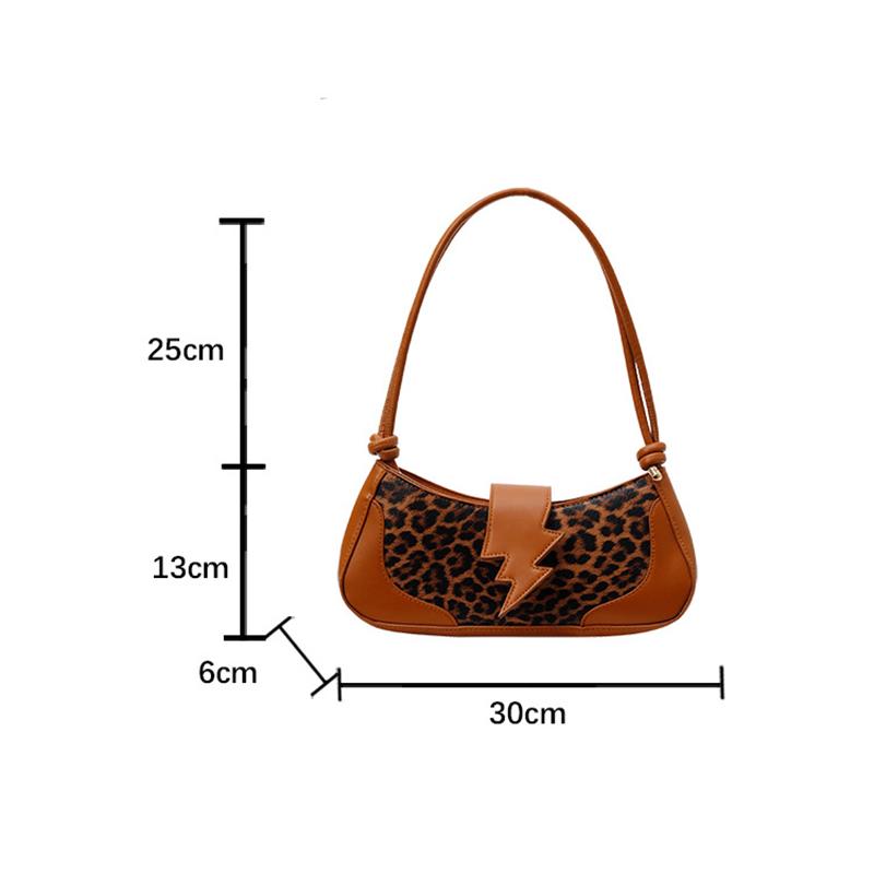 Leopard Print Shoulder Bag PU Leather Underarm Bag with Zipper Closure Cute Hobo Tote Handbag for Women Work Travel AVE