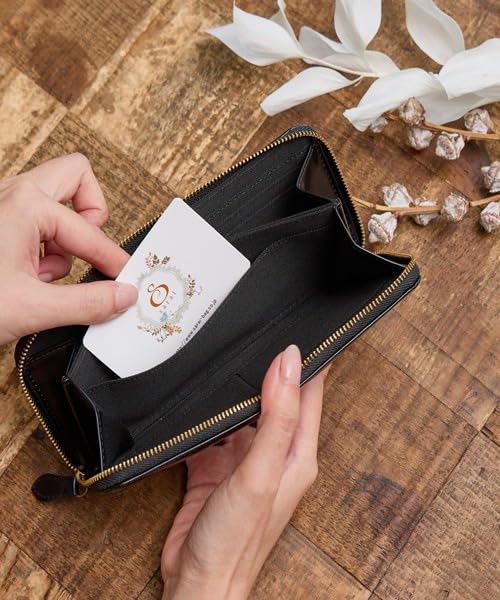 ZUCCHERO Official Long Made in Round Slim Polka Dot Moss 55455 Women's Wallet, Japan, Design, Green,