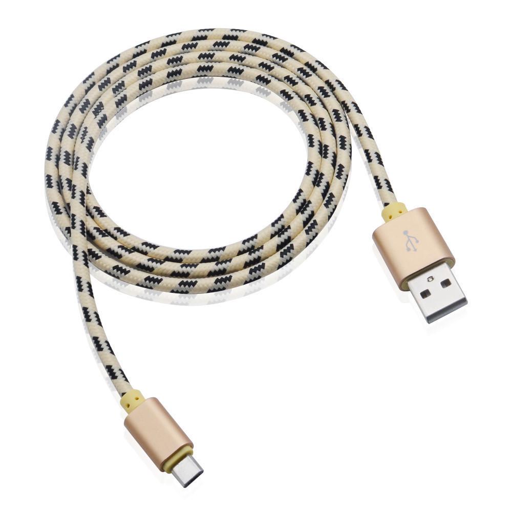 Type-C to Apple Plaid Woven Data & Charging Cable for Android Smartphones