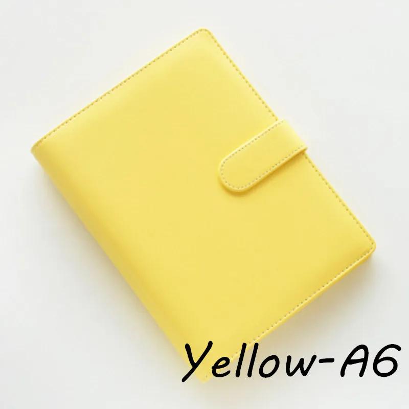 

A5/A6 Винтажная обложка для блокнота, сменная, папка-файл для блокнота, обложка для блокнота, кожаный кольцевой механизм, офисные принадлежности Yellow-A6