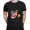 MINISO Summer New Men's Cute Anime Crayon Shin-chan Print Cotton T Shirt Short Sleeve O-neck Tees Streetwear Casual Couple Tops