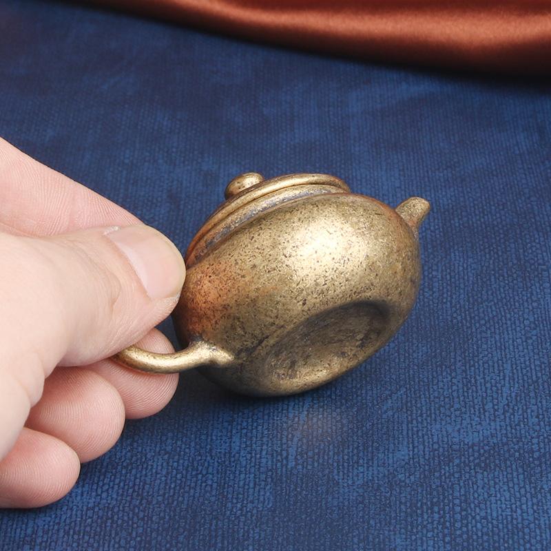 Brass Traditional Teapot Desktop Decoration Tea Ornaments Kettle Antique Handheld Artsy Object Old Copper Ware Wholesale