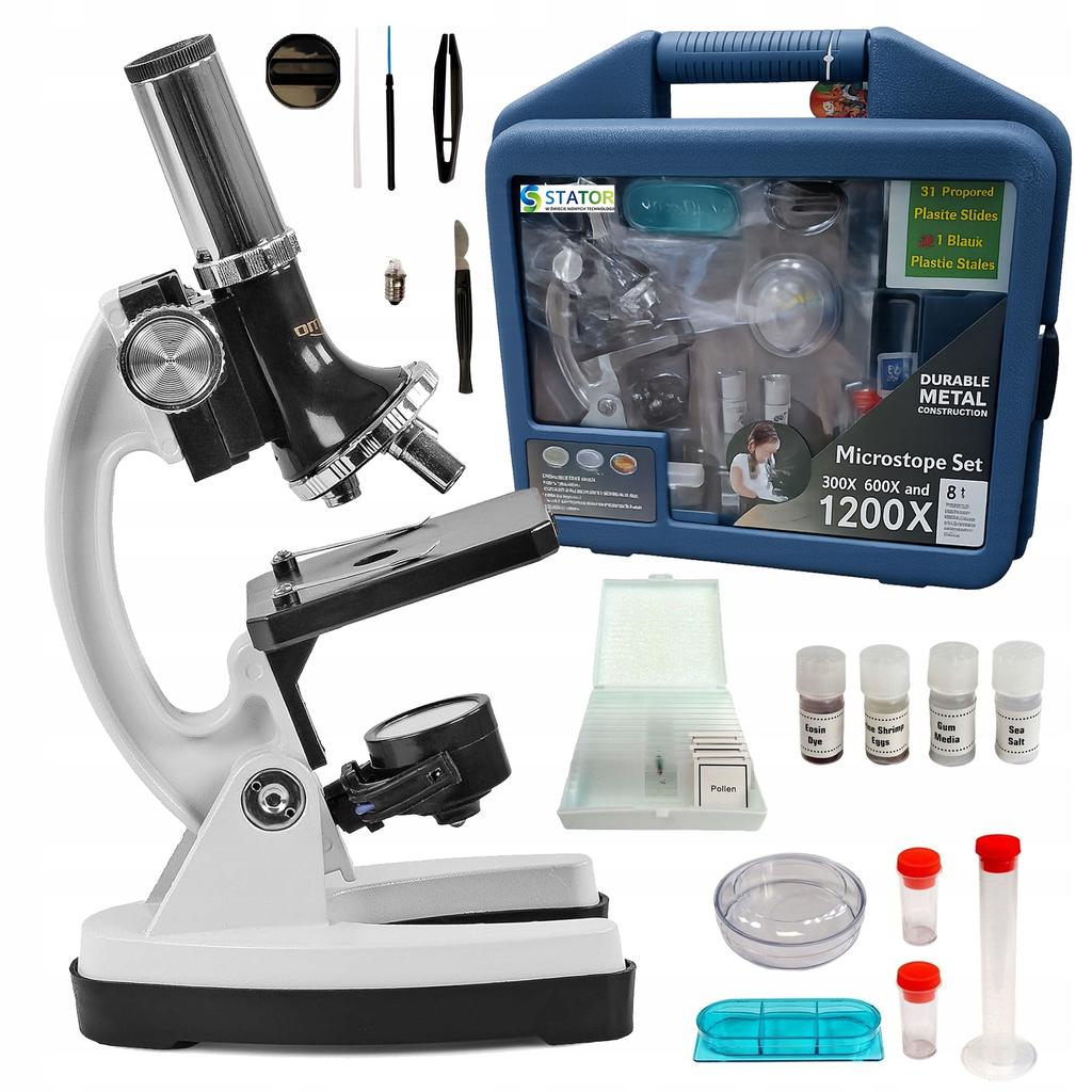 [PACZB] Educational microscope for children, suitcase, magnification 300x-1200x, set of 28 pieces, Z3309