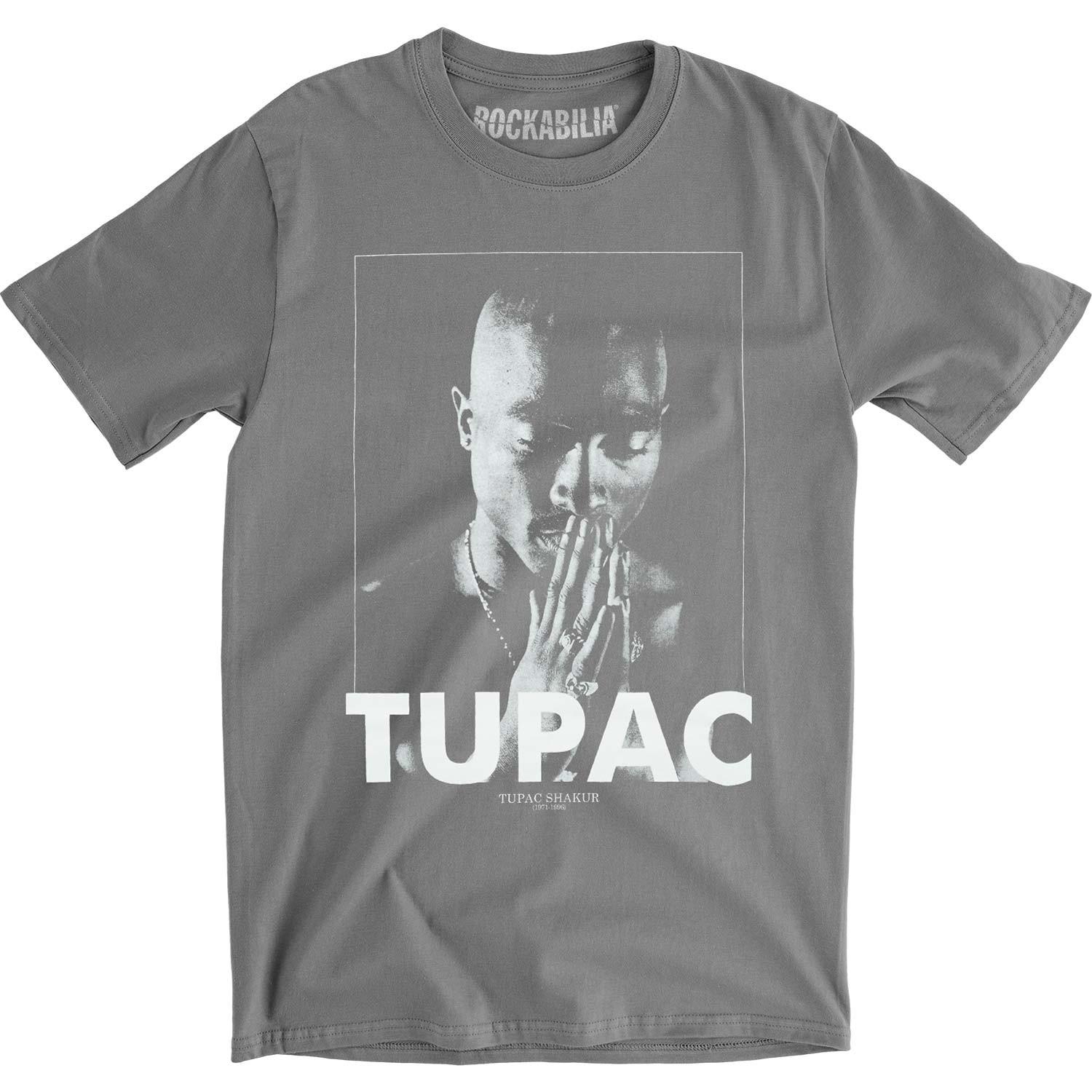 Men s Tupac Praying Slim Fit T-shirt XX-Large Grey 2XL