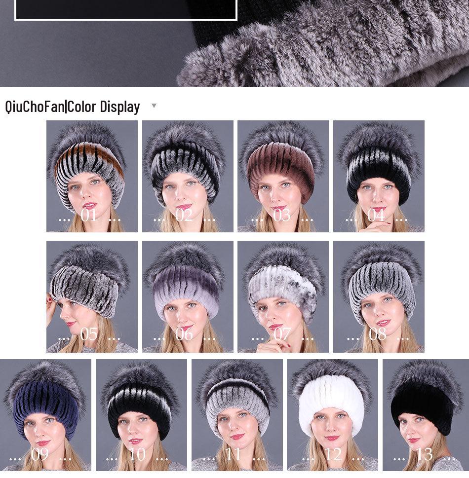 Women's Winter Korean Style Rex Rabbit Faux Fur Hat with Ear Protection
