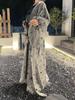 Women's Muslim Abaya Rose Coat Dress Set - Elegant Cross-Border Fashion