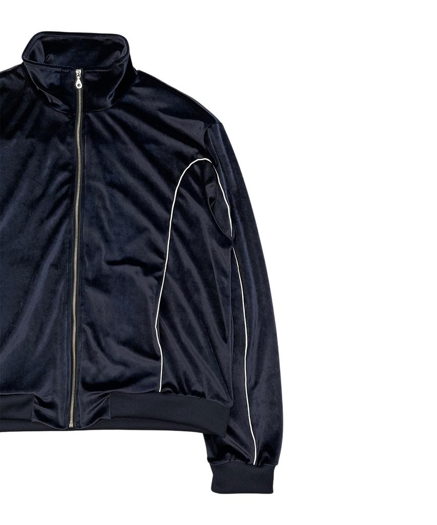 Losttownsupply Raw Velvet Zip-Up Jacket Navy