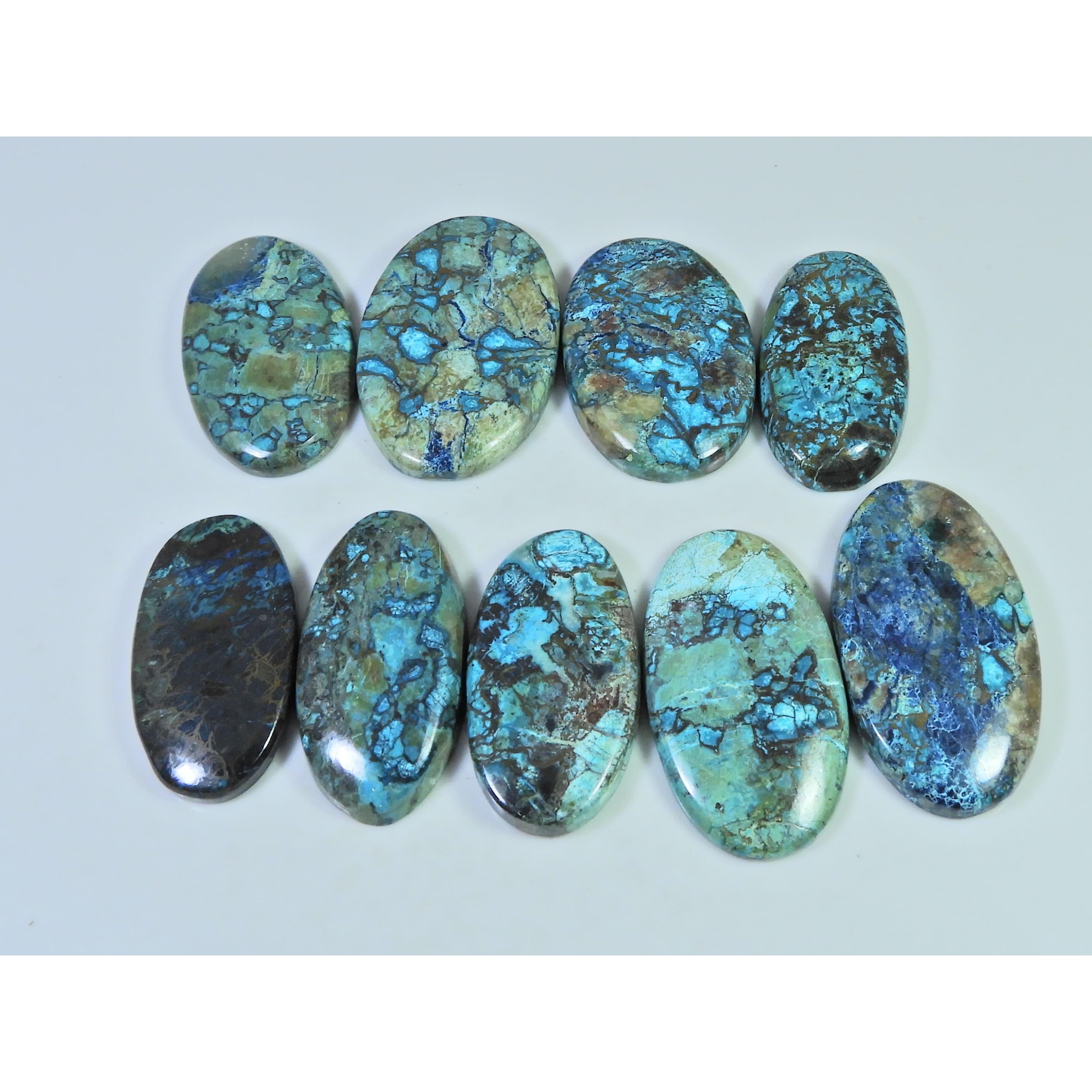 

358Cts.. Natural Shattuckite Azurite Oval Cabochon Loose Gemstone 09Pcs Lot C-561