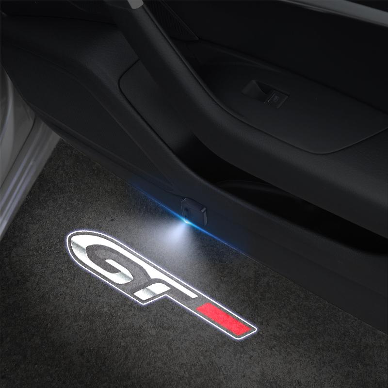 Für Peugeot GT R Emblem RCZ 208 301 206 508 5008 308 Auto Türlicht Willkommenslicht Kabelloser Laserprojektor Auto Dekoration HD LED