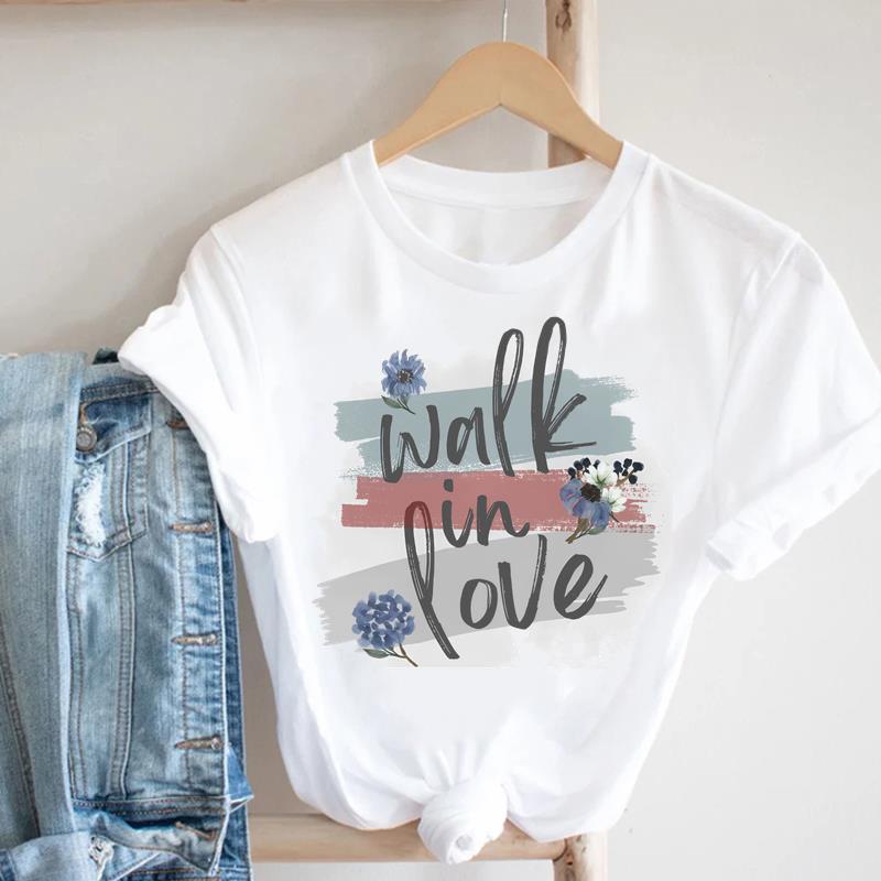 (Asian Size) Lady Female Top Graphic Short Sleeve T-shirts Printed Fashion letter love Clothing Women Casual T Shirt Tee