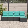 5 Piece Sofa Set Black Poly Rattan