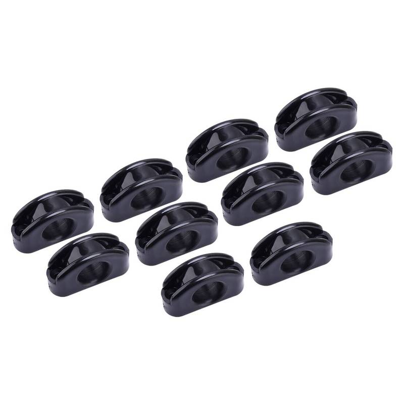 Schwarz 10 Stück Nylon Deckauge Klemmer Bullseye Leine Kabel Seil Führungsrolle Passend für Marineboot Yacht Kajak Kanu