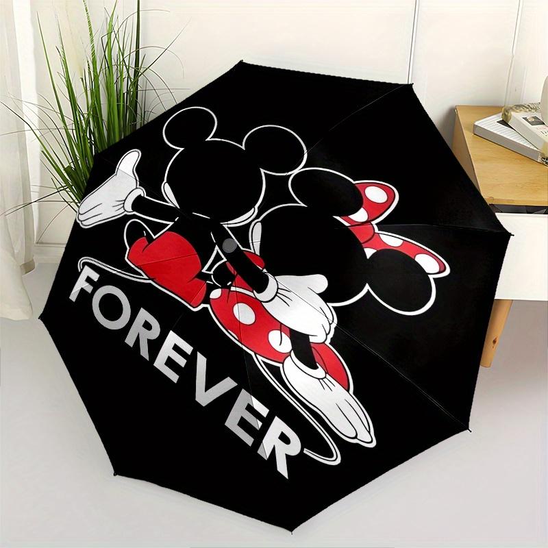 

Mickey Mouse,Minnie Mouse Automatic Folding Umbrella Simple 8 Rib Design, Bright Cartoon Pattern, Durable Iron Frame, Suitable For Travel,