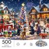 500pcs Advanced Jigsaw Puzzle Suitable for & Families - Rectangular Brain with Winter Christmas Snowman & Fireworks Scene, Portable Challenge for Deco
