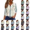 Women's T Shirt Tee Print Button 3/4 Sleeve Daily Weekend Fashion Basic V Neck Regular Top