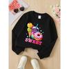 European sizes Girls' Sweatshirts, Kids Girls' Crew Neck Fashion Top, "Sweet Ice Cream Donut Drink" Patterned Sweatshirt for Everyday Casual Wear