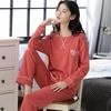 Aifen Teng Women's Pajamas Set: Pure Cotton, Long Sleeve, Long Pants, Casual Home Wear, Suitable for Spring, Autumn, and Winter.