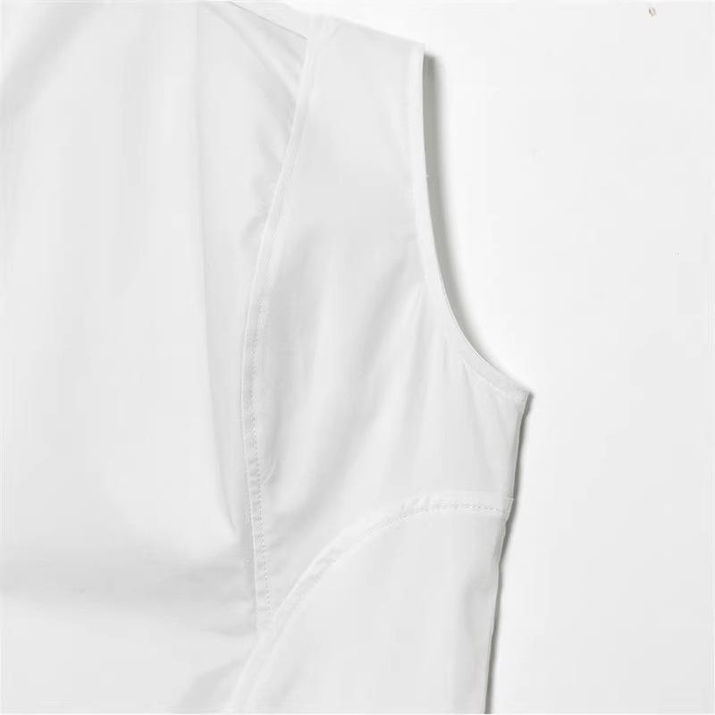 Women's Pleated Bow Backless Midi Dress with Stand Collar