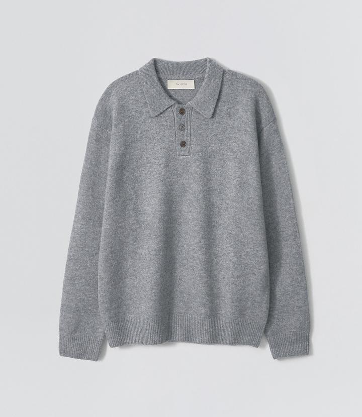 EZIO Natural Button Collar Knit_Melange Gray