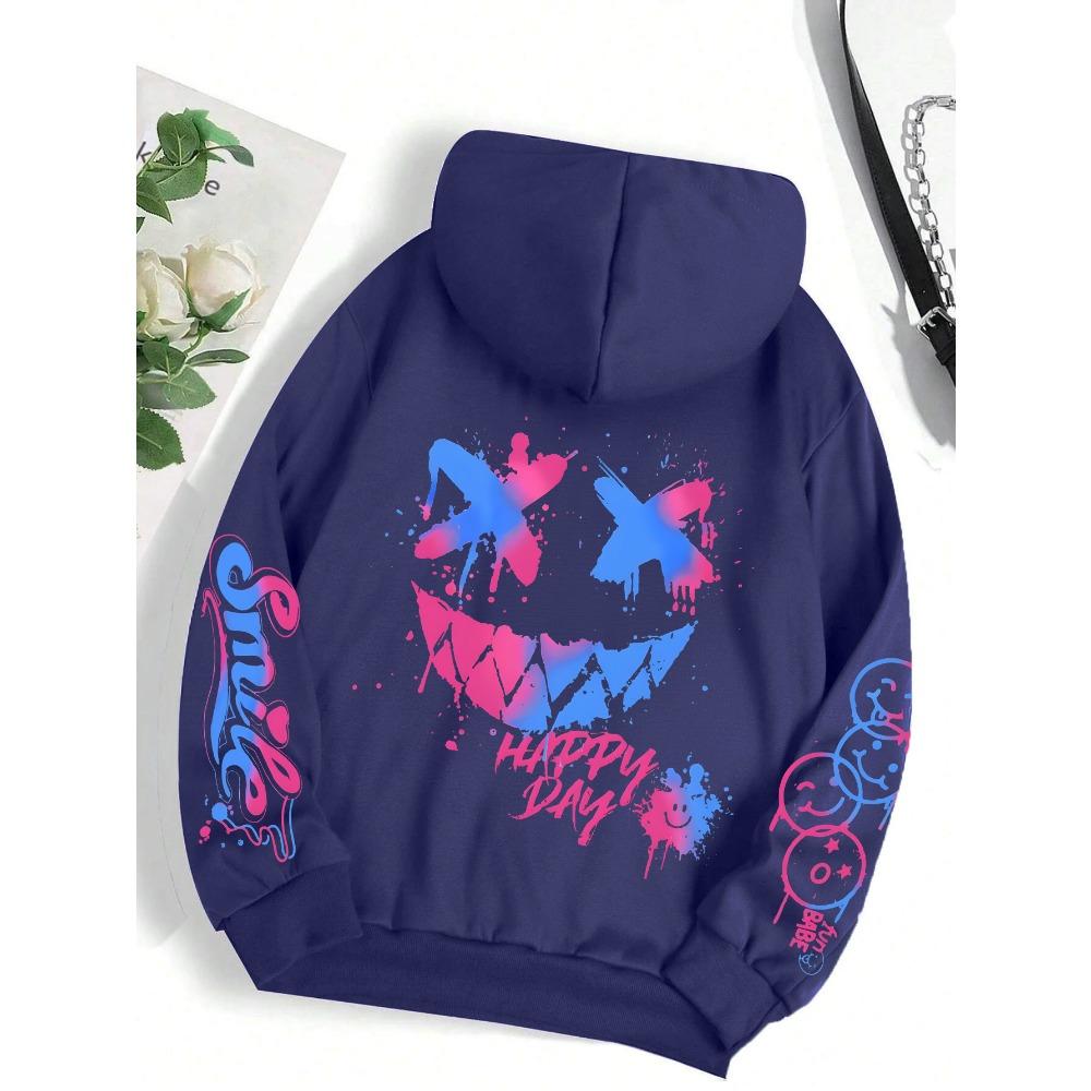 Spring Autumn Happy Day Graffiti Print Women Hoodie Street Hip Hop Hoody Fashion Hoodies Vintage Oversize Men's Clothes