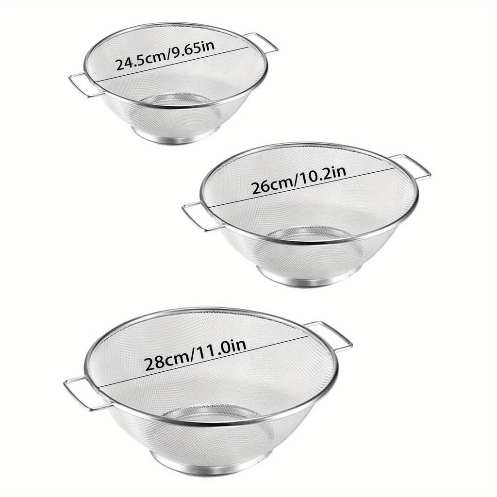 Stainless Steel Drain Basket, Metal Colanders With Handle, Fine Mesh Colander, Colander Strainer For Kitchen Pasta, Kitchen Accessaries