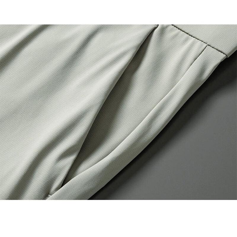 Hengyuanxiang Men's Milk Silk Ice Silk Quick Dry Stretch Casual Pants