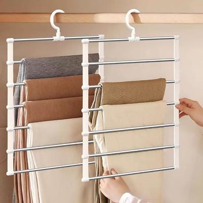 Super Space Saving Hanger Foldable Pants Hanger Multi Layer Non Slip Clips Closet Organizer Durable & Garment-Friendly Material