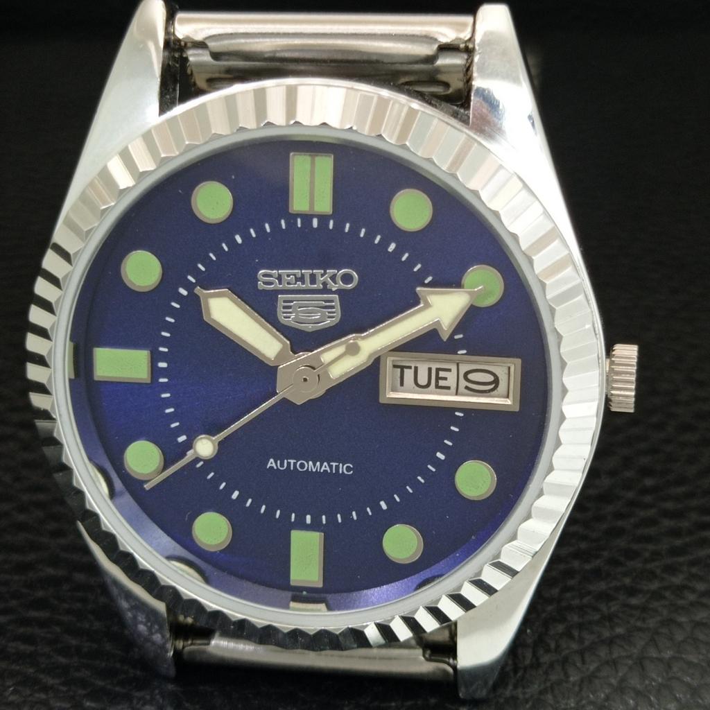 VINTAGE REFURBISHED SEIKO 5 AUTOMATIC 6309A JAPAN MENS BLUE DIAL WATCH a444295-1