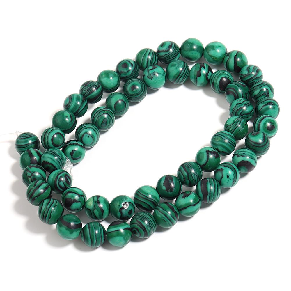 Natürliche Malachit-Steinperlen Grün Rund Lose Abstandshalterperlen für Schmuckherstellung DIY Armbänder Halsketten Zubehör 4/6/8/10/12mm