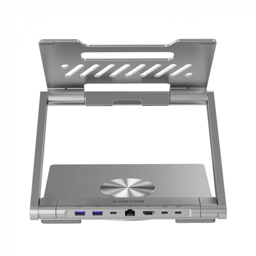 Canyon Podstawka Pod Laptop Z Hubem Hdmi 2Xusb Rj45 Pd Srebrna