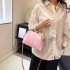 New Retro Women's Lock Chic Handbags Evening Clutch Designer Brand Lady Shoulder Bags Shell Clip Black White Pink Crossbody Bag