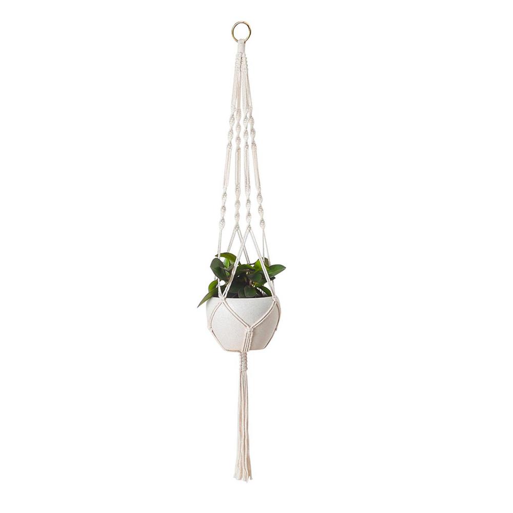 Handgefertigter Makramee-Pflanzenaufhänger Blumentopf-Aufhänger Hängeseil Geflochtenes Handwerk Für Wanddekoration Hof Garten Pflanzenhalter