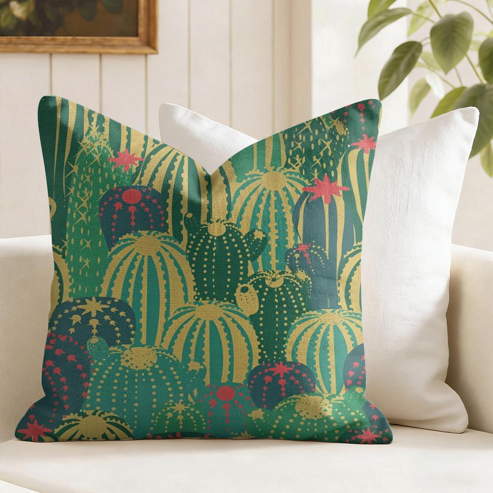 Cactus Pattern Cushion Cover Natural Linen Pillow Cover DoubleSided Print Cushion Cover for Sofa Home Decor