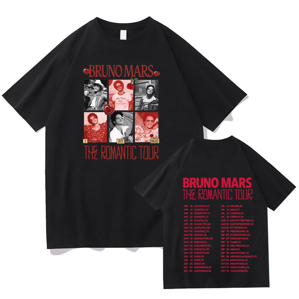Bruno Mars The Romantic Tour2026 Pop Music Tour Graphic Printing T-shirt Cotton Hip Hop Gothic Streetwear Graphic Printing Tops