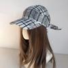 Contrasting Color Personalized Strap Cap Retro Retro Plaid Turban Hat  Sunshade Use