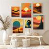 Abstract Sun Scenery Back Desert Ocean Prints Poster Canvas Painting Modern Wall Art Pictures For Living Room Bedroom Home Decor