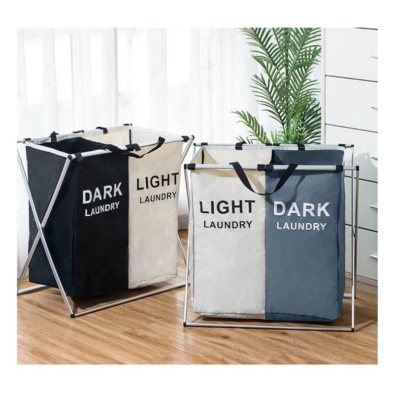 Foldable Oxford Fabric Dirty Clothes Hamper With Multicompartment Storage For Home Use