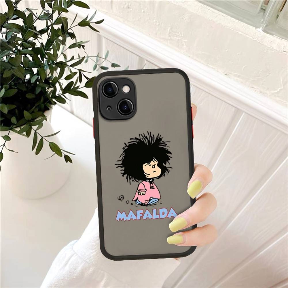 Mafalda Phone Case For IPhone 14 11 12 13 Mini Pro Max 8 7 Plus X XR XS MAX Translucent Matte Cover