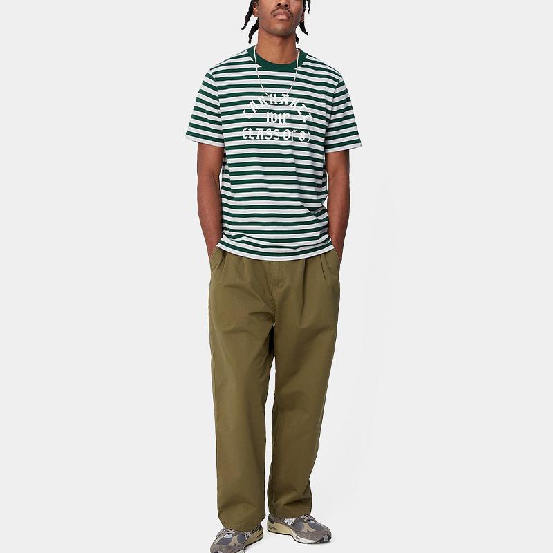 Carhartt WIP SS24 S/S Scotty Athletic T-Shirt Striped Letter Number Pattern Printed Short Sleeve T-Shirt Men T-shirts Green I033002-24B-XX