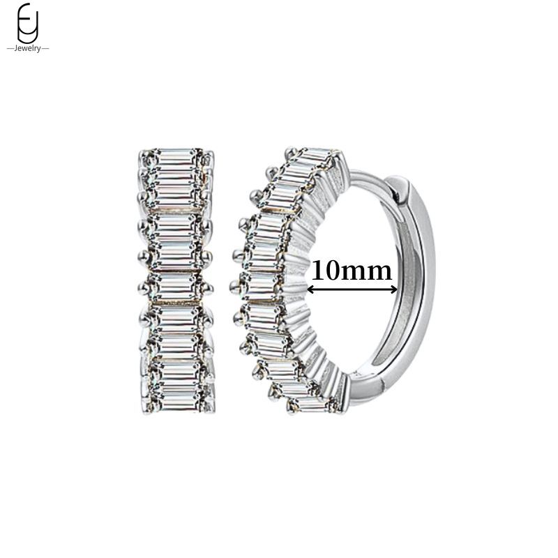 925 Silver Ear Buckles Fashion Hoop Earrings White Crystal Luxury Women's Earrings Wedding Women's Jewelry Premium Gift