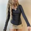 2022 Autumn Leisure 90s Slim Womenswear Shirts Vintage Tops Tee Aesthetic Button Up Aesthetic VintageClothing Solid Streetwear