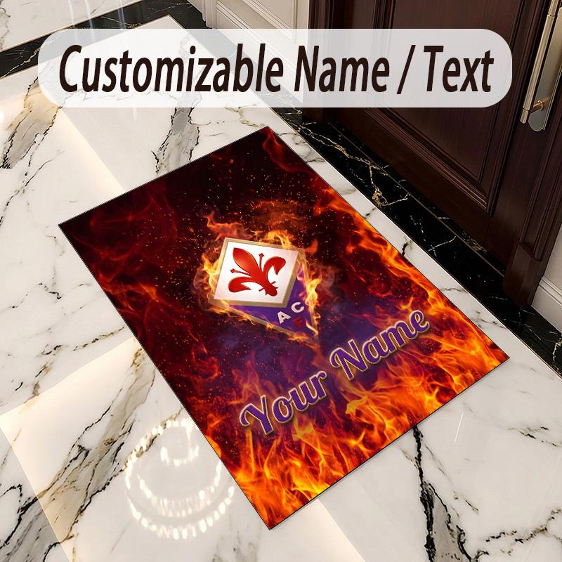 Crystal Velvet Rug Fiorentina FC Print Custom Name Text Floor Mat Home Decor