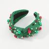 Kids Hair Hoop Red Glossy Beads Crystal Headband Red Green for Christmas Party