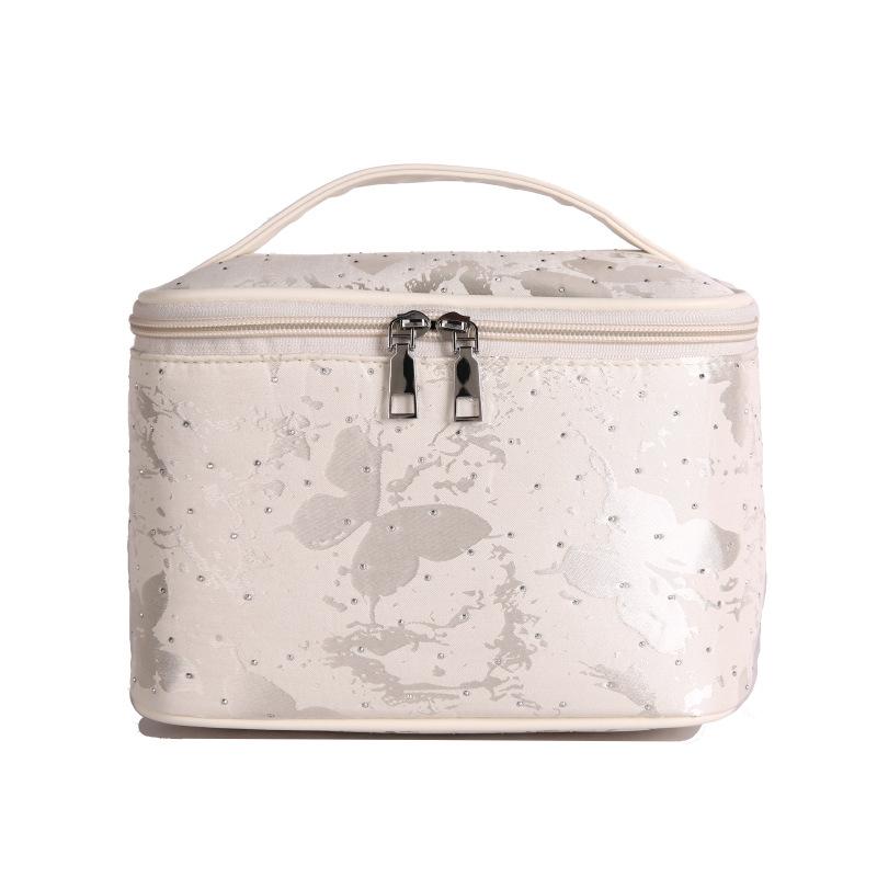 

New Fashi Makeup Bag for Women Portable Cute Cosmetic Toiletry Storage Pouch Handbag Large Capacity Zipper Makeup Bag Female бежевый